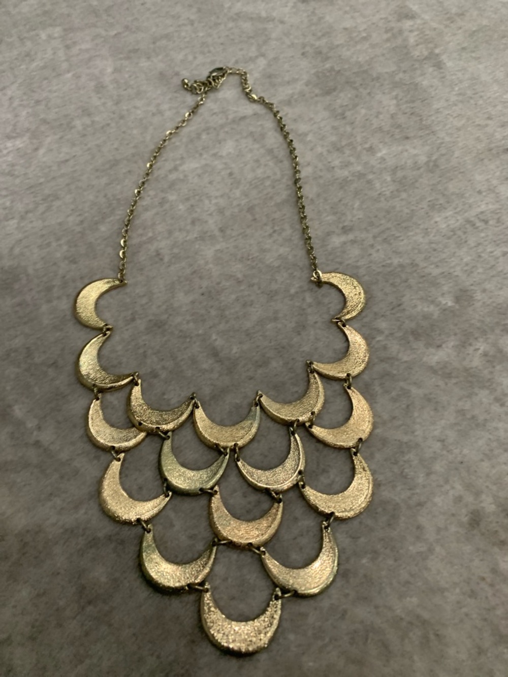Gold Tone Scalloped Statement Necklace
